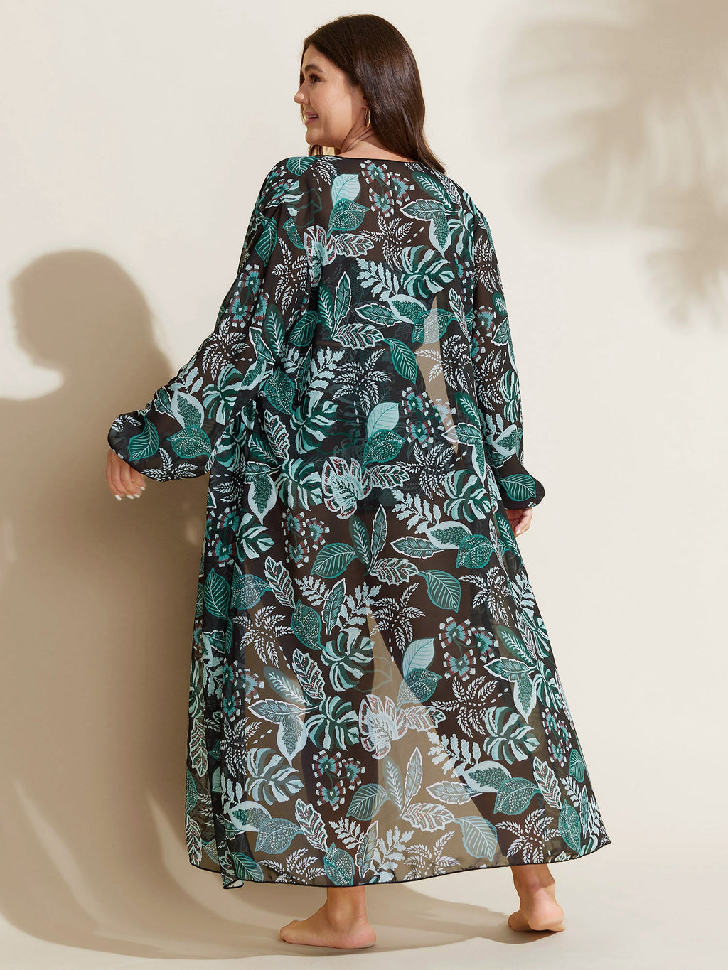 Tropical Breeze Stretchy Sleeve Swim Cover-Up