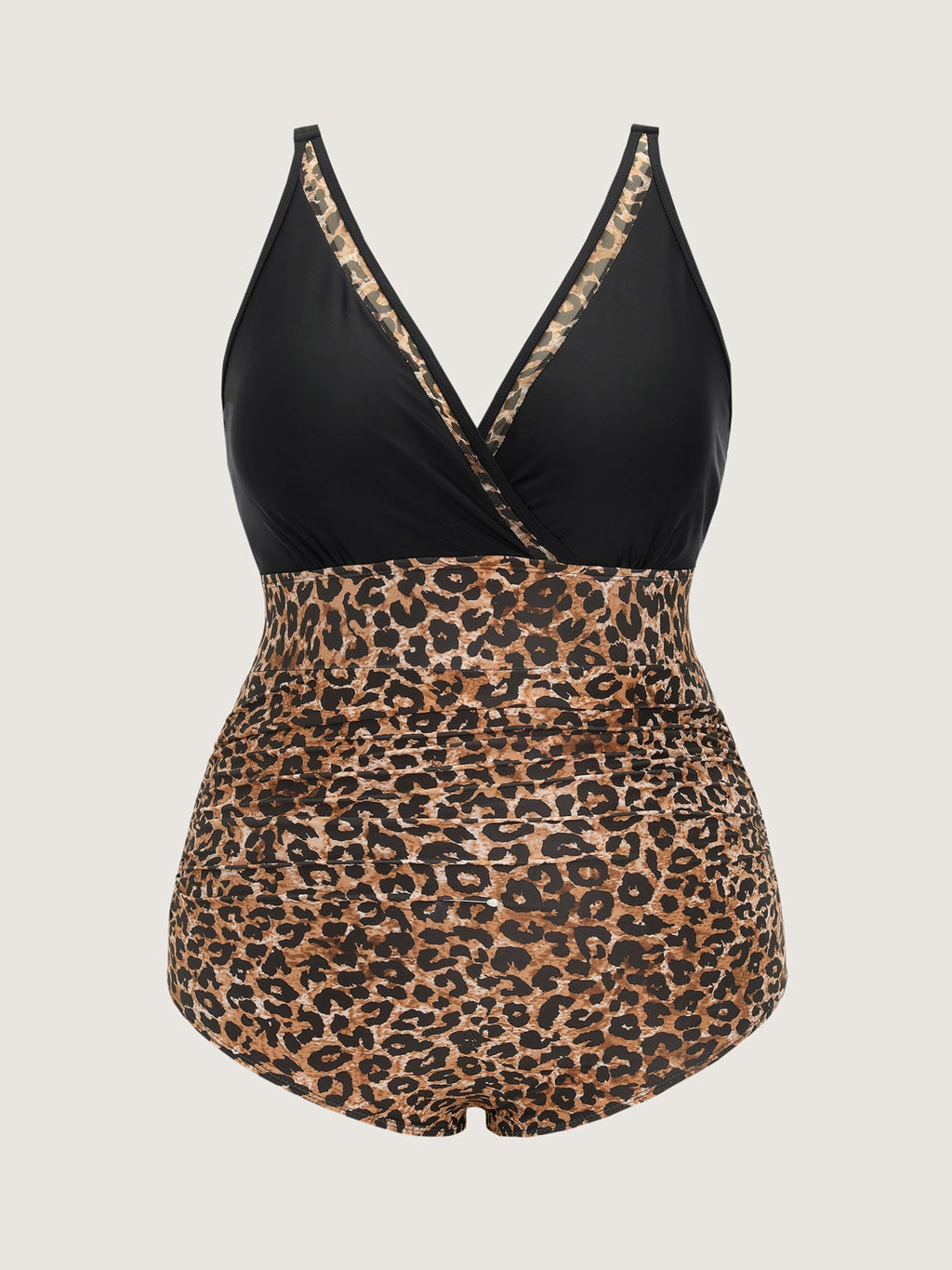 Leopard Print Color Contrast One-Piece Swim