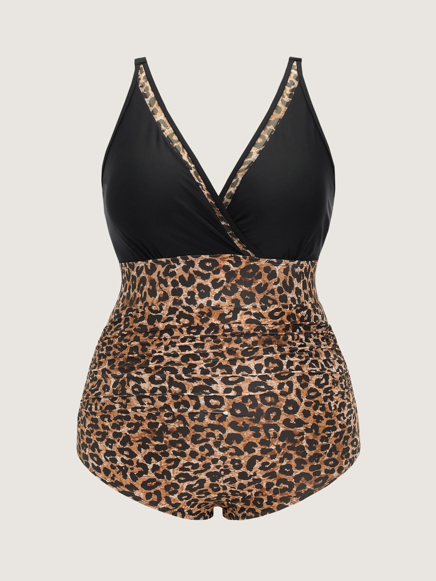 Leopard Print Color Contrast One-Piece Swim