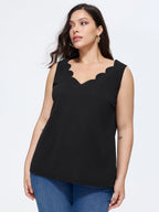 Solid V Neck Laser Cut Tank Top