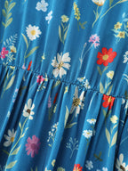 Floral Print Pockets Tiered Maxi Dress