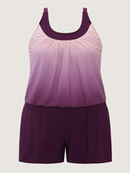 Color Gradient Adjustable Pockets One-Piece Swimsuit