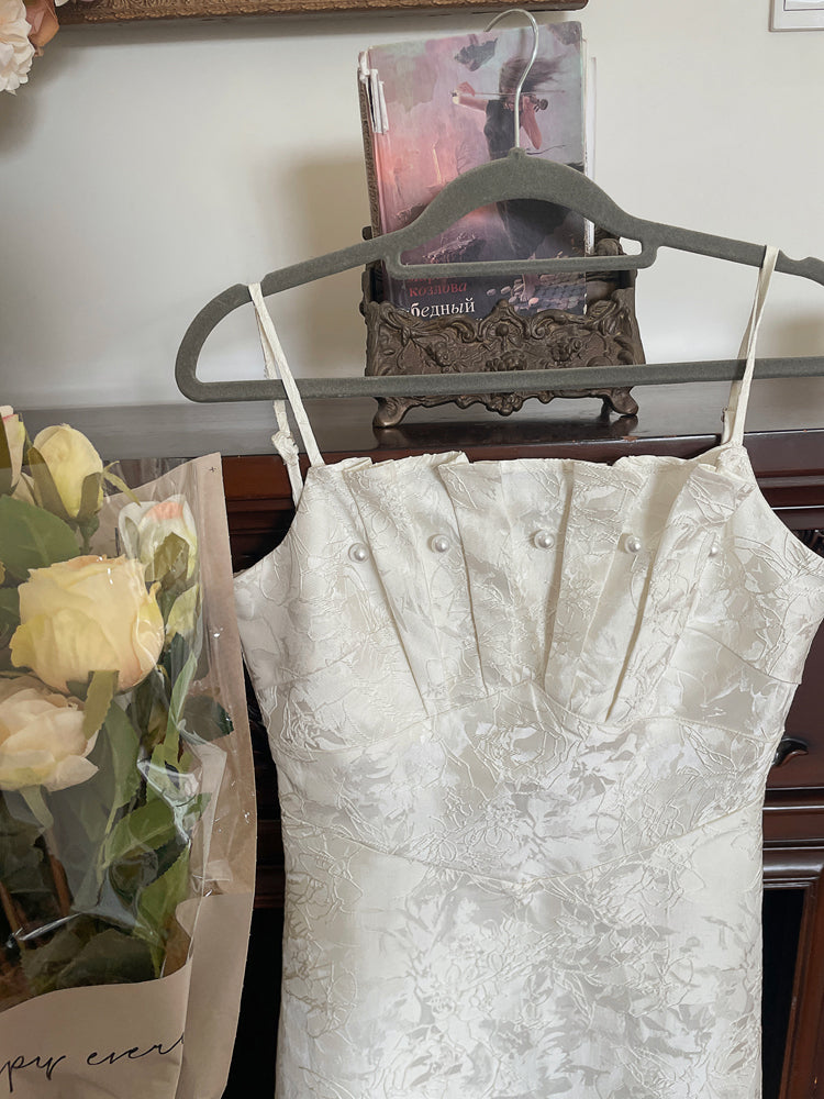 Elegant Pearl Shell Jacquard Dress + Fairy Cardigan