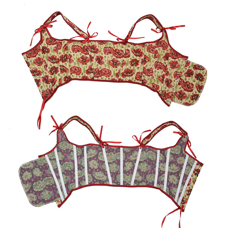Vintage Red Painting Boned Bustier