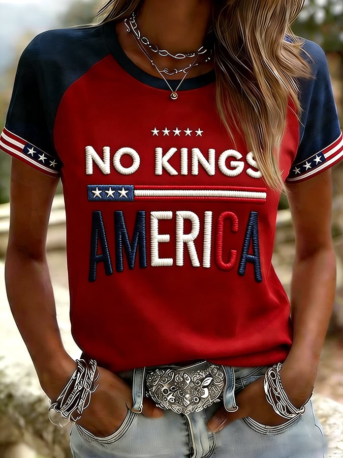 🔥Buy 3 Get 15% Off🔥Women's Without King Pattern Print Raglan Short-Sleeved