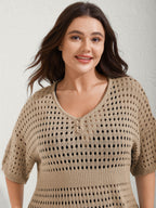 Cut-Out Waist-Cinched Button Swim Cover-Up