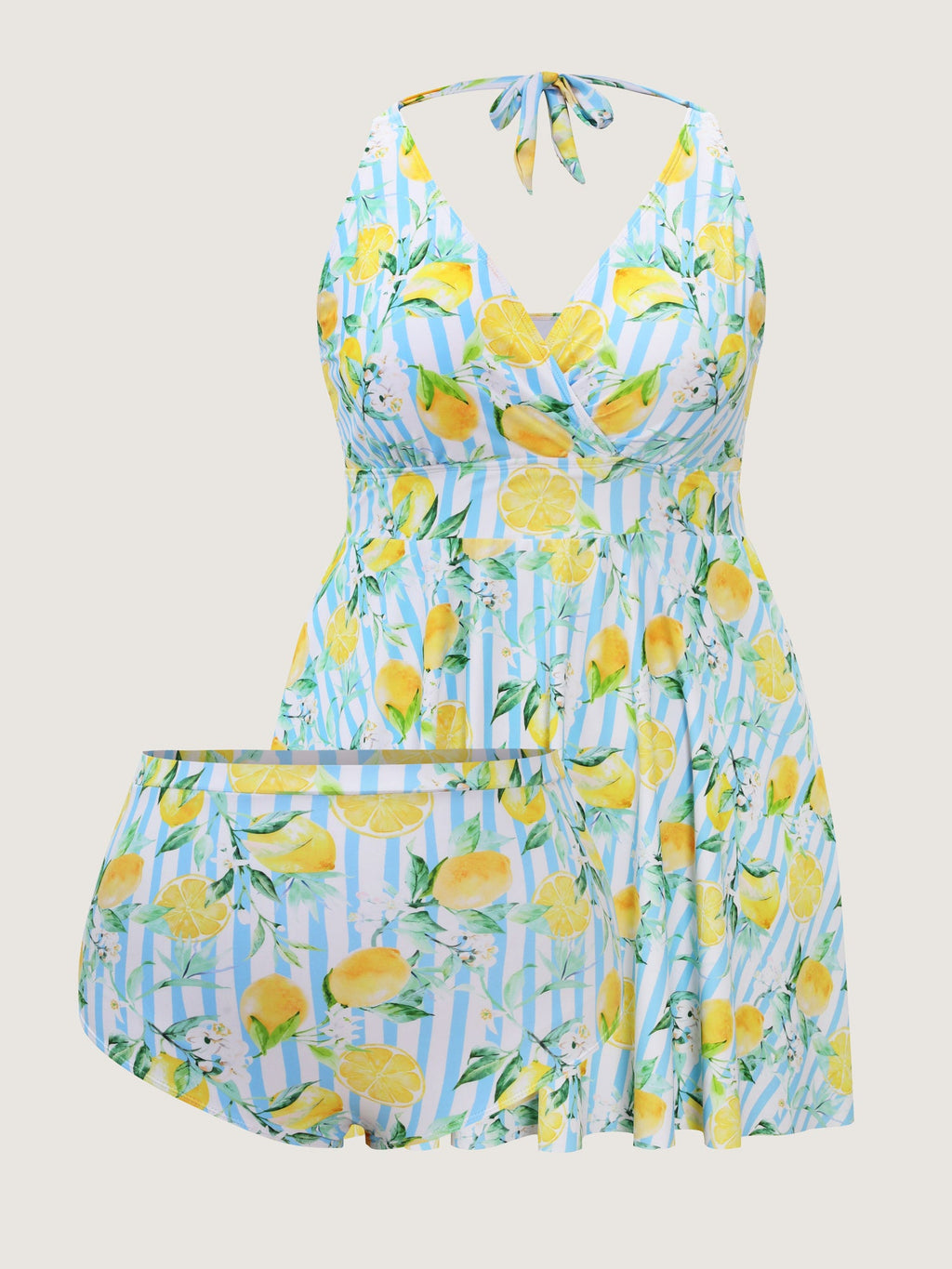 Citrus Fruit Print Fit And Flare Swim Dress