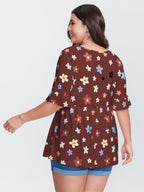 Floral Print Stretchy Knit Top