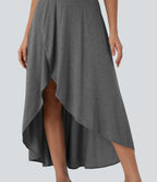 SoCinched High Waisted Tummy Control High Low 2-in-1 Flowy Maxi Casual Skirt