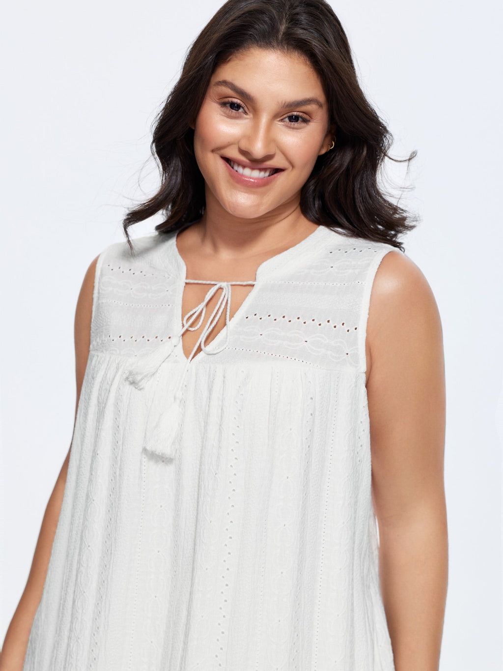 Lace Trim Notched Collar Tassel Mini Dress