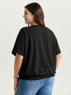 Batwing Sleeve Bubble Hem T-Shirt