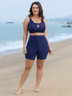 Solid Wide Waistband Swim Shorts