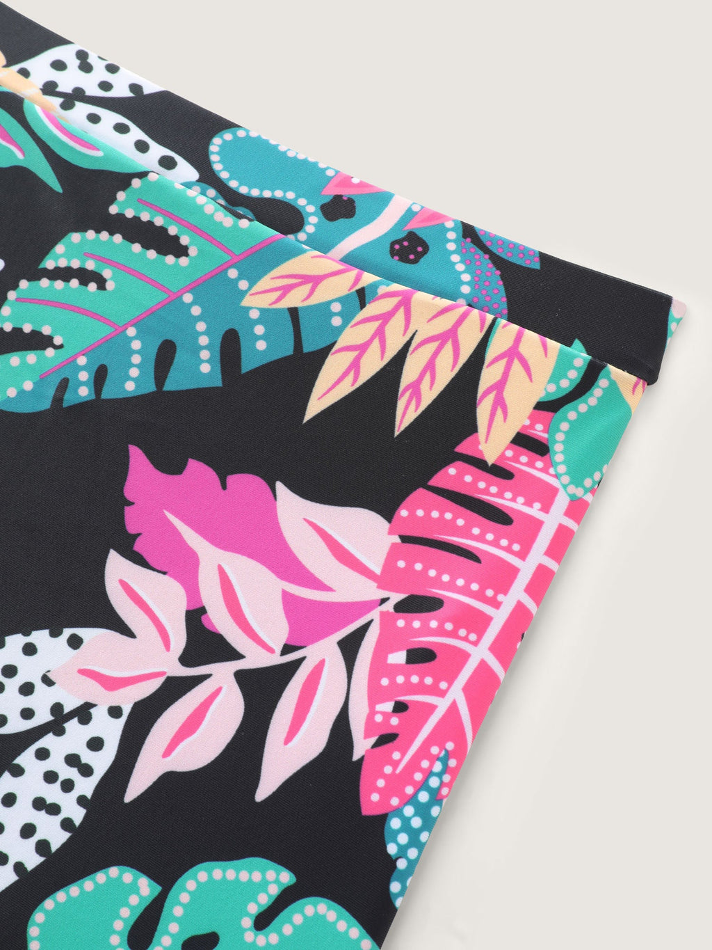 Playful Tropical Floral Print Pockets Swim Dress