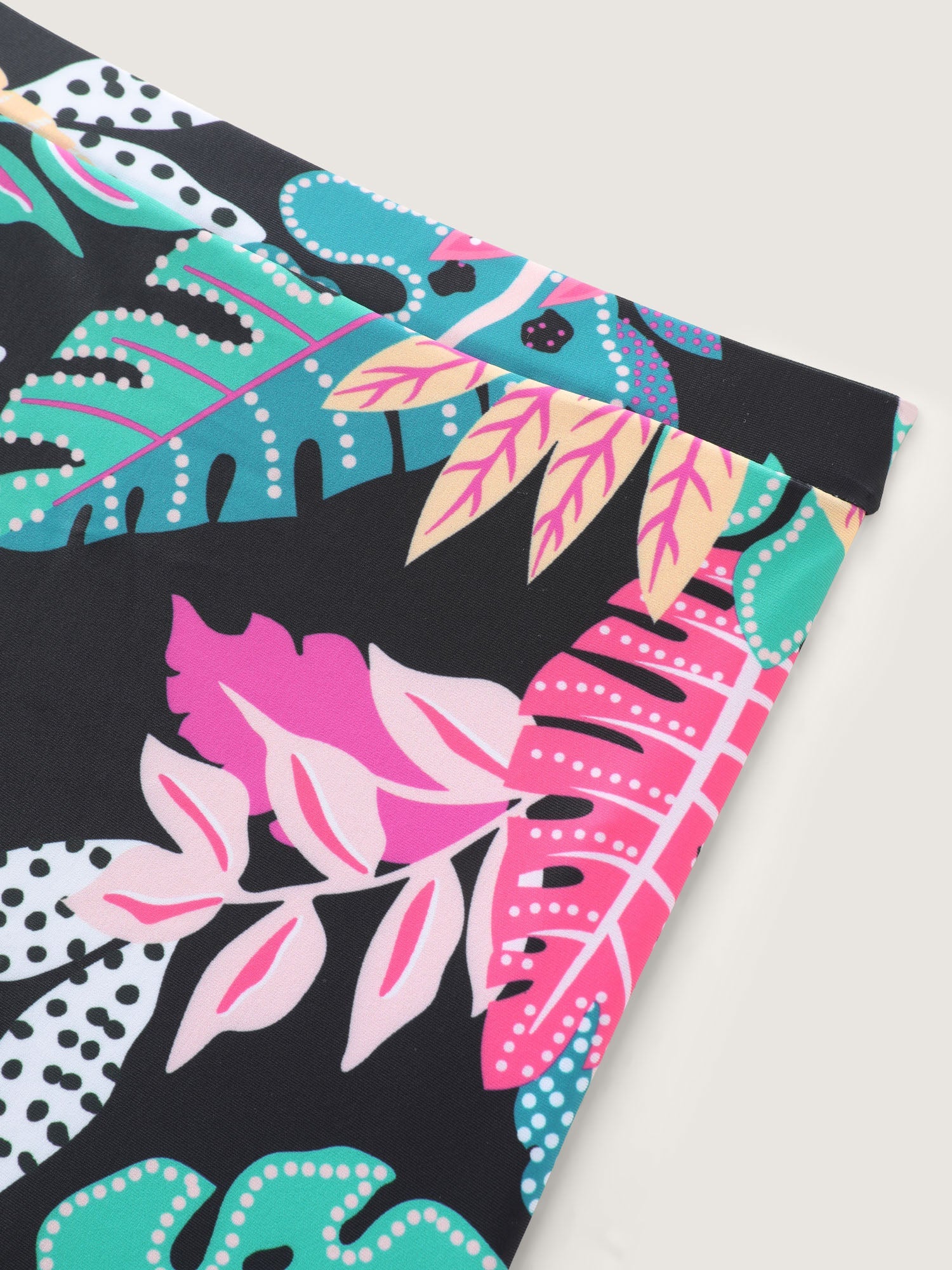 Playful Tropical Floral Print Pockets Swim Dress