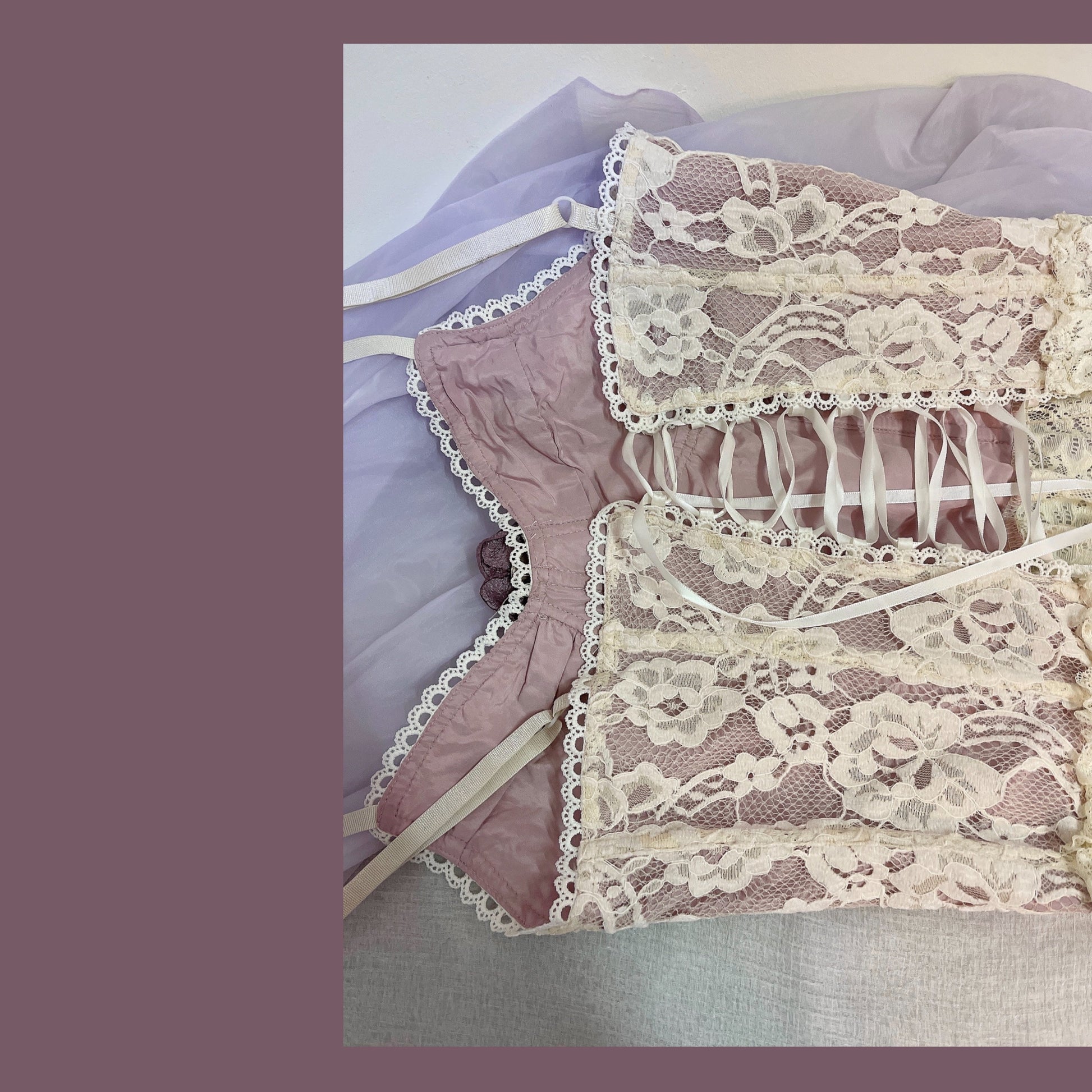 Vintage Lace Lace Up Corset Cami Top