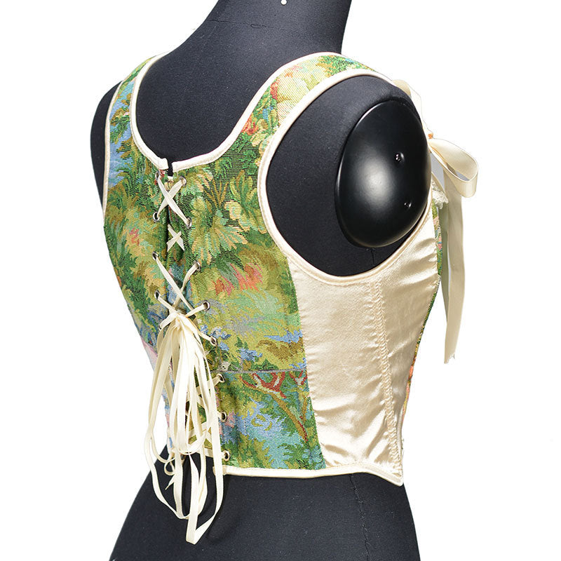 Lace Trim Lace Up Old Painting Corset