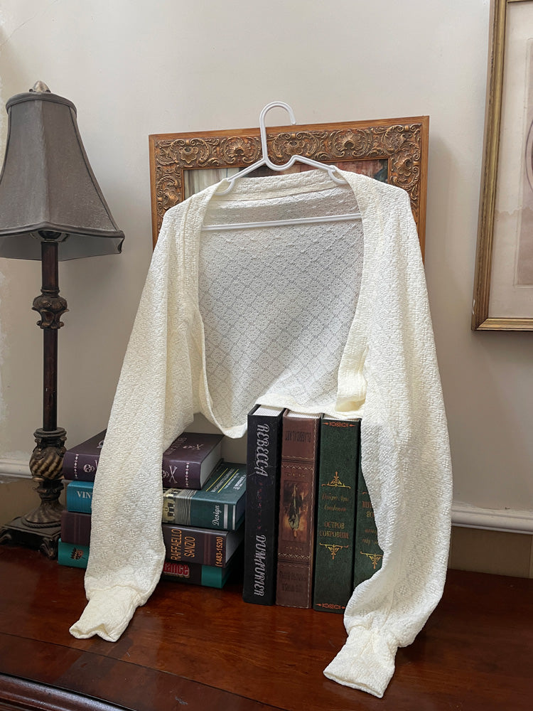 Elegant Pearl Shell Jacquard Dress + Fairy Cardigan