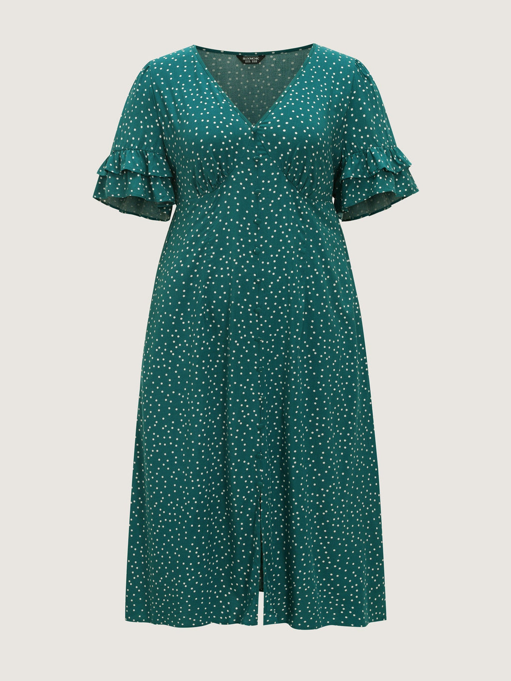 Polka Dot Print Pockets Flowy Midi Dress