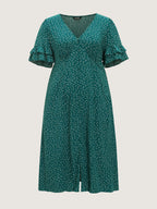 Polka Dot Print Pockets Flowy Midi Dress