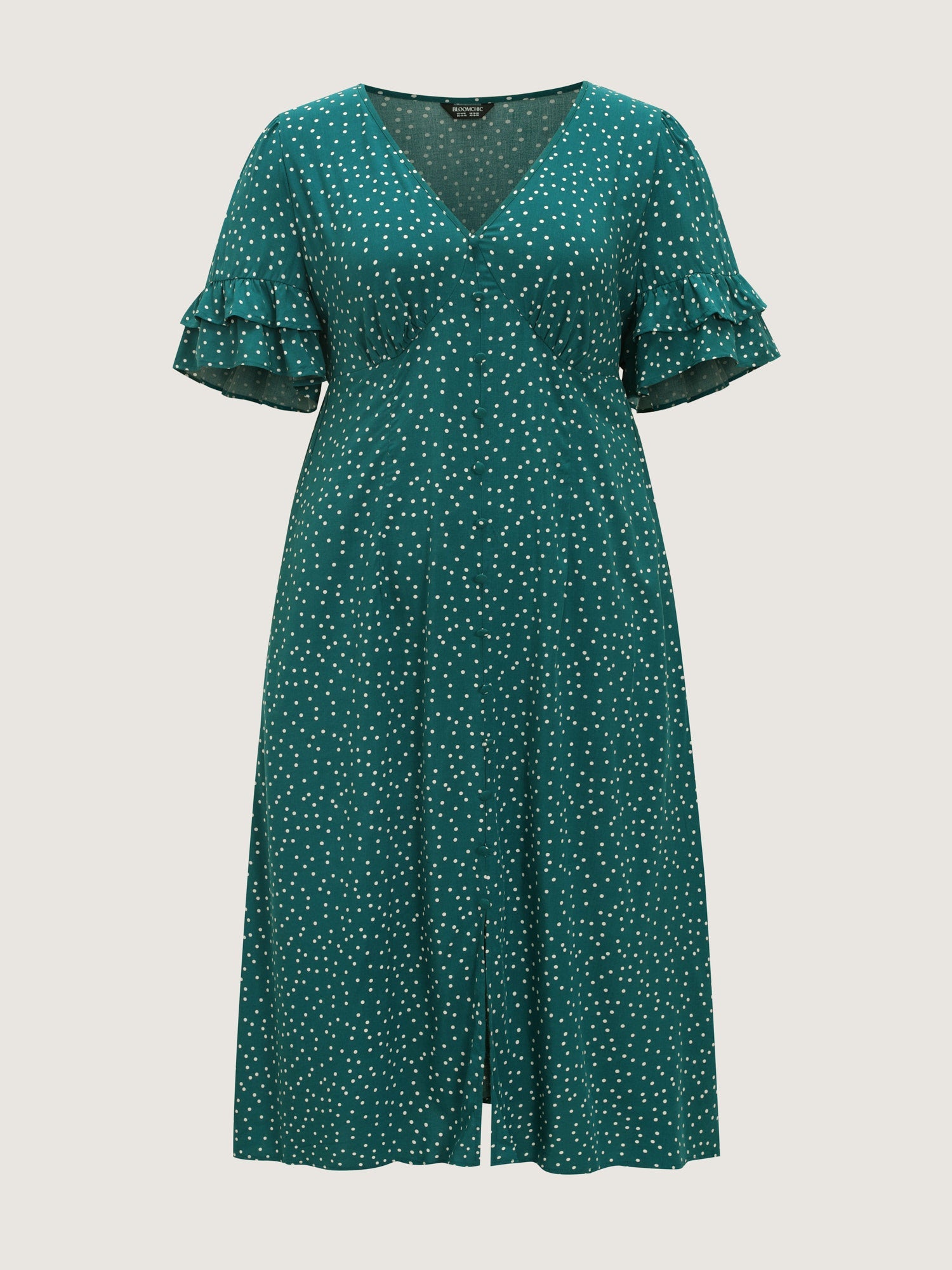 Polka Dot Print Pockets Flowy Midi Dress
