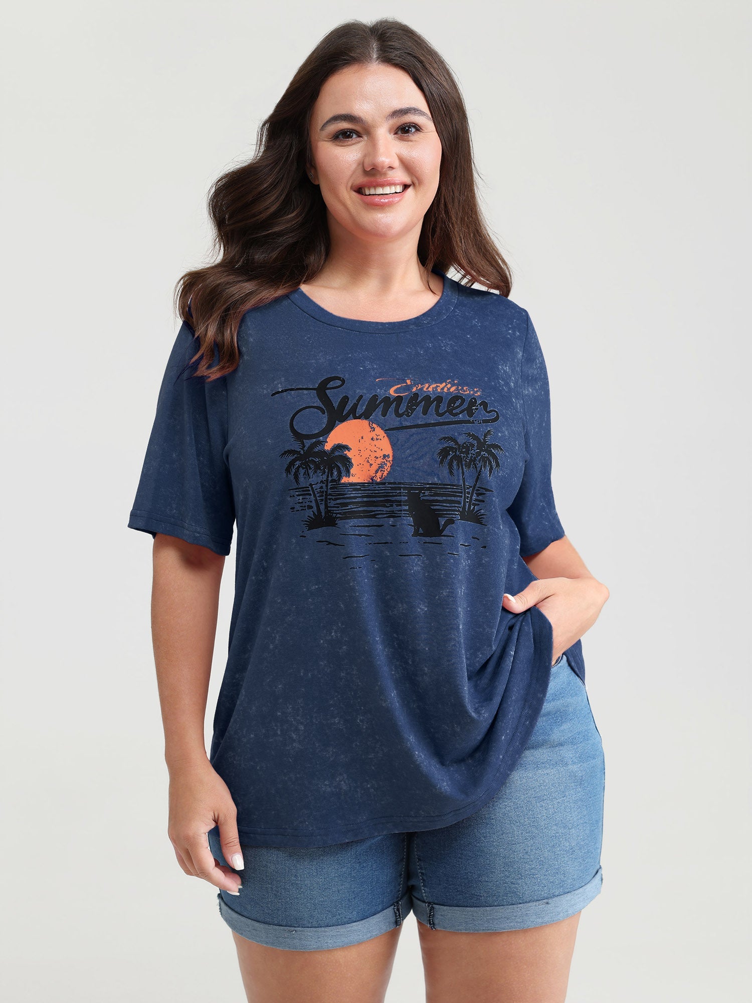Summer-Ready Print Snowflake Effect T-Shirt