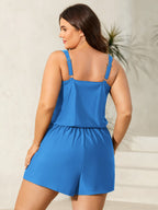 Plain Pockets Adjustable One-Piece Swimsuit