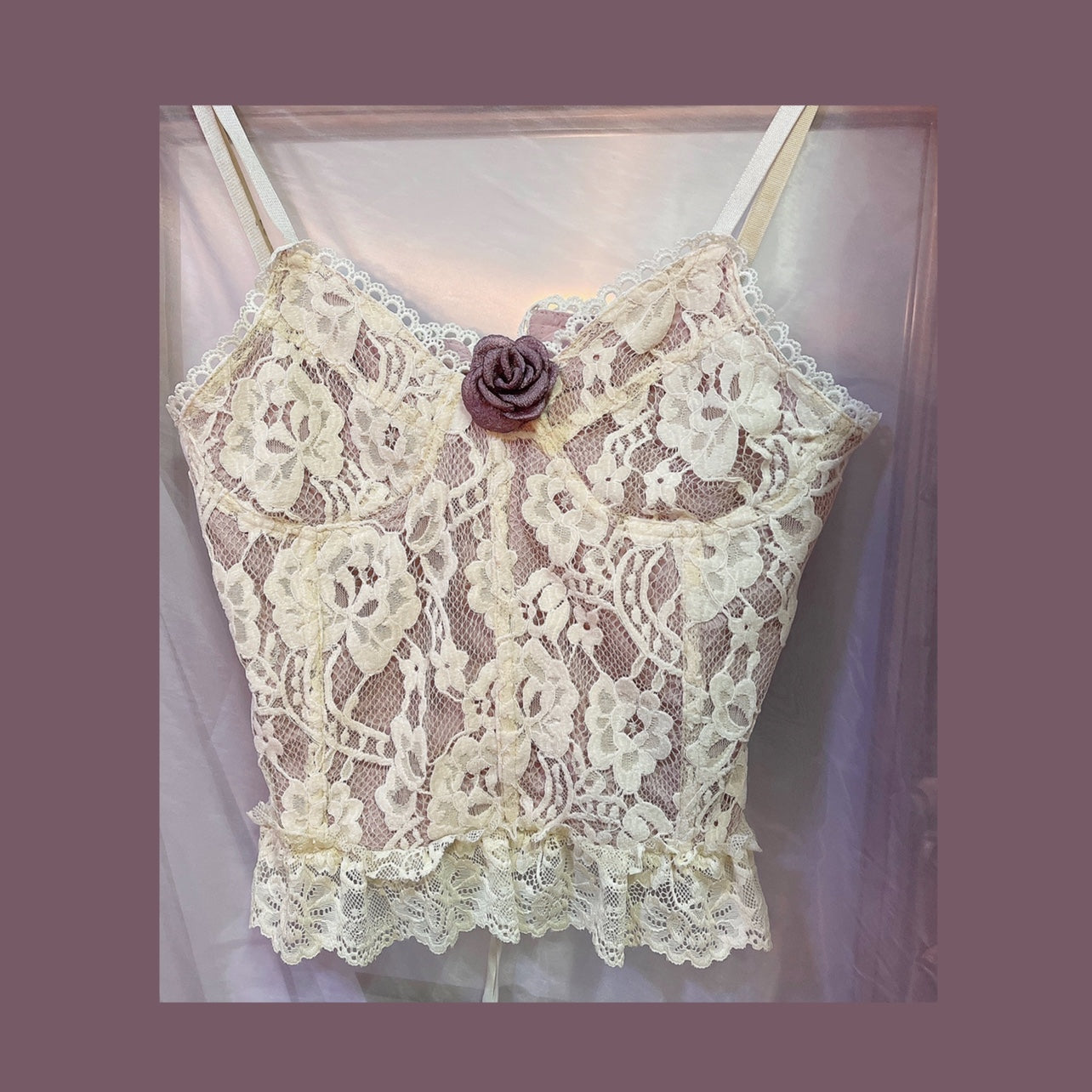 Vintage Lace Lace Up Corset Cami Top