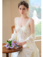 Lace Built In Bra Nightgown 2pcs Set