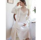 Vintage Satin Lace 2pcs Nightgown Set