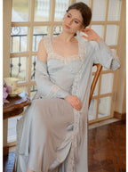 Lace Satin Built In Bra Nightgown 2pcs Set