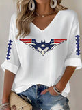 Women's football Print Waffle Long Sleeve T-Shirt