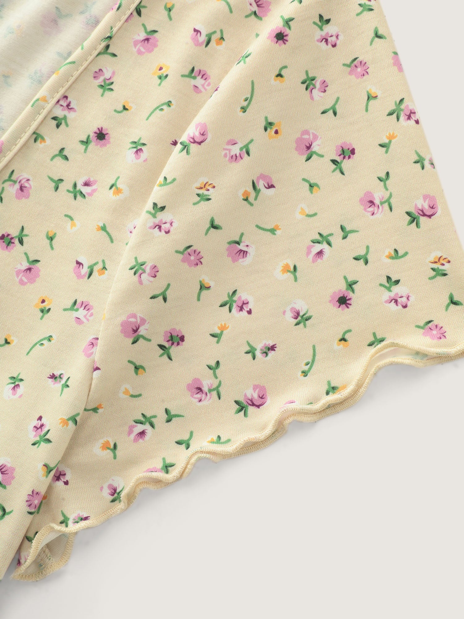 Stretchy Floral Print Square Neckline T-Shirt