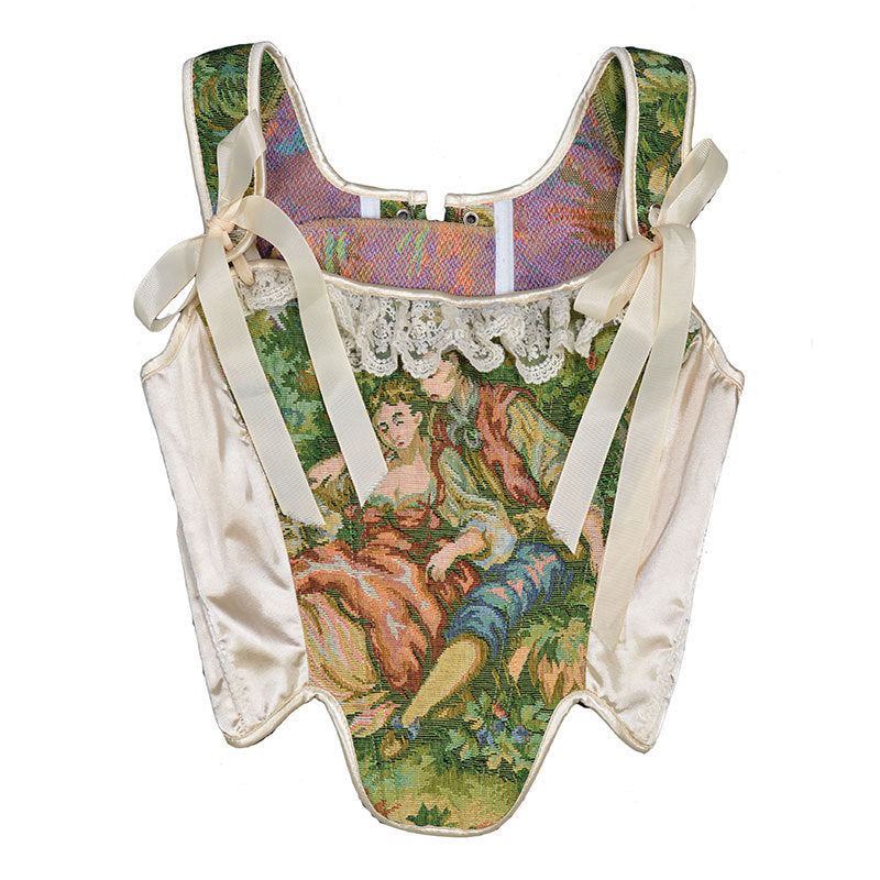 Lace Trim Lace Up Old Painting Corset