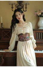 Royalcore Painting Boned Corset + Lace Neck Dress