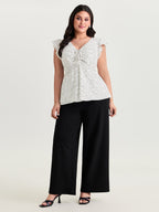 Polka Dots Shirred Ruffled Sleeve Blouse