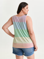 Multi-Color Stripes Off-Sleeves Vest