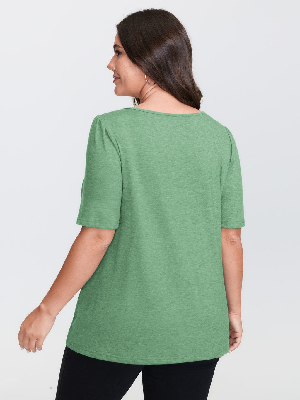 Seamed Round Neck Fitted T-Shirt