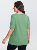 Seamed Round Neck Fitted T-Shirt