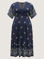 Surplice Neck Split Side Pockets Maxi Dress