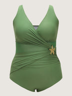 Side Pleated Star Detail One-Piece Swim