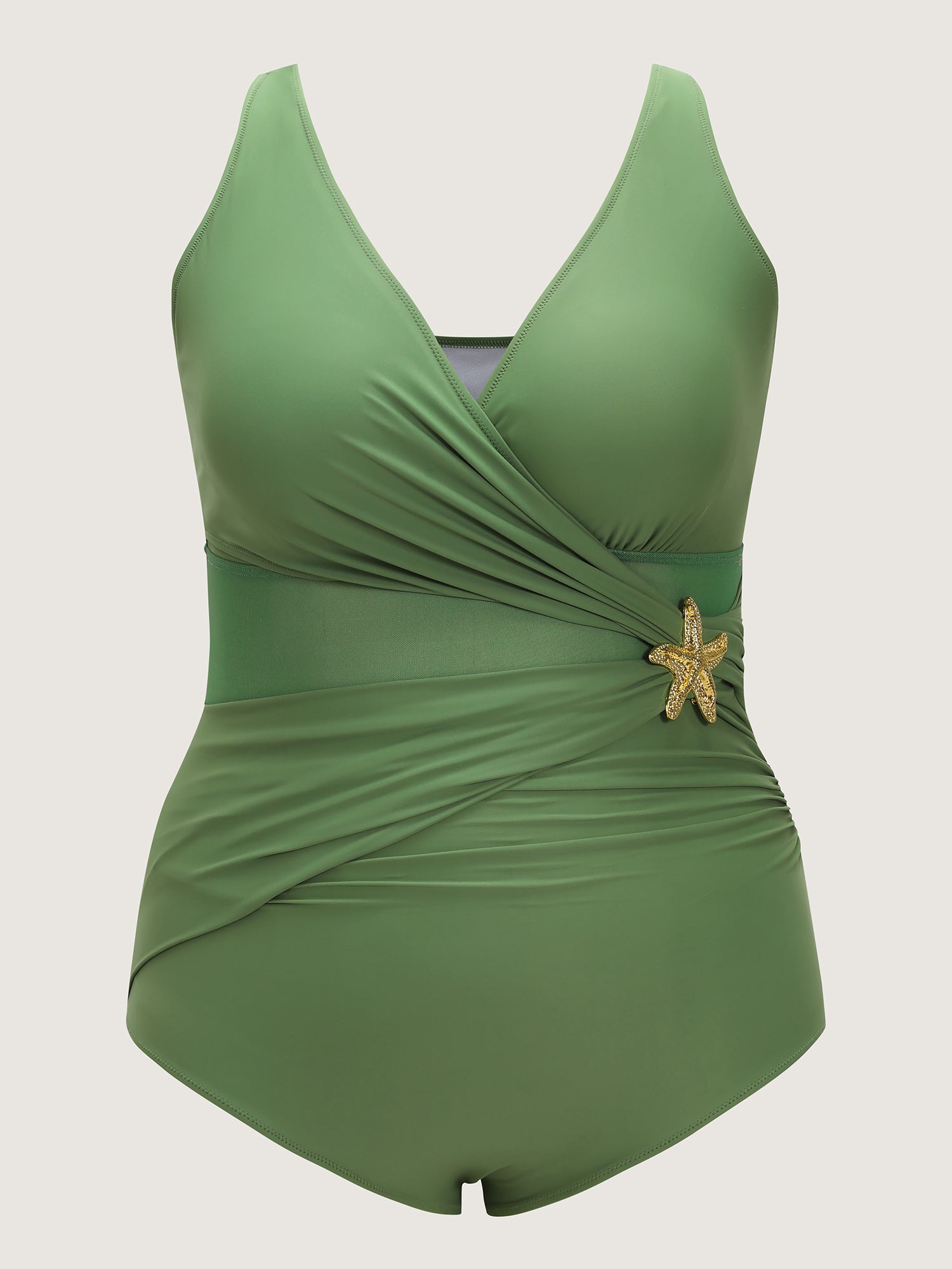 Side Pleated Star Detail One-Piece Swim