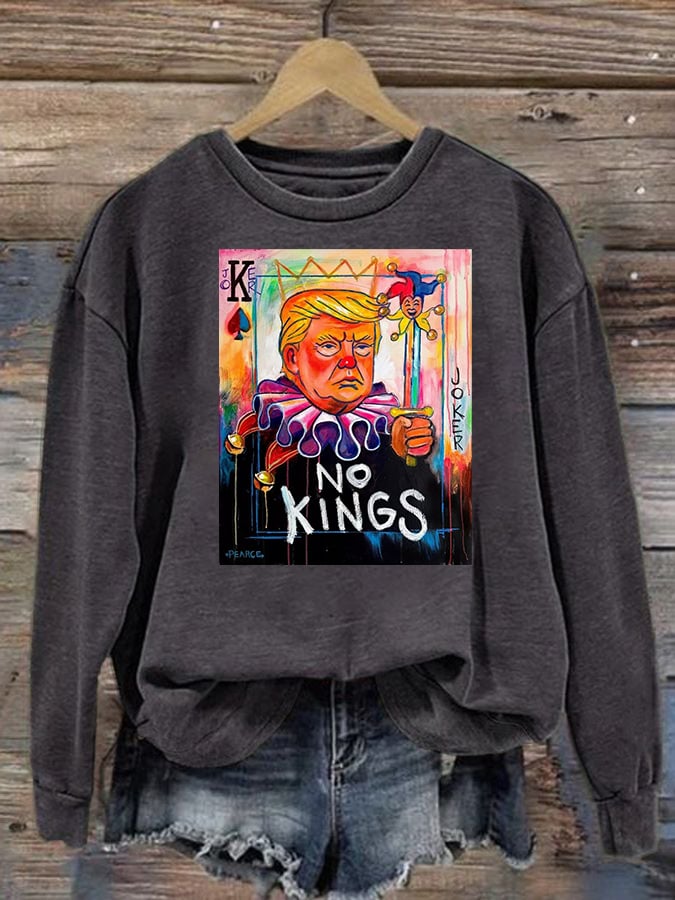 Women's   No Kings In America Print Casual  Sweatshirt