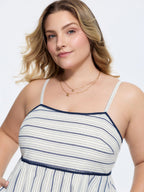 Asymmetrical Striped Print Cami Midi Dress
