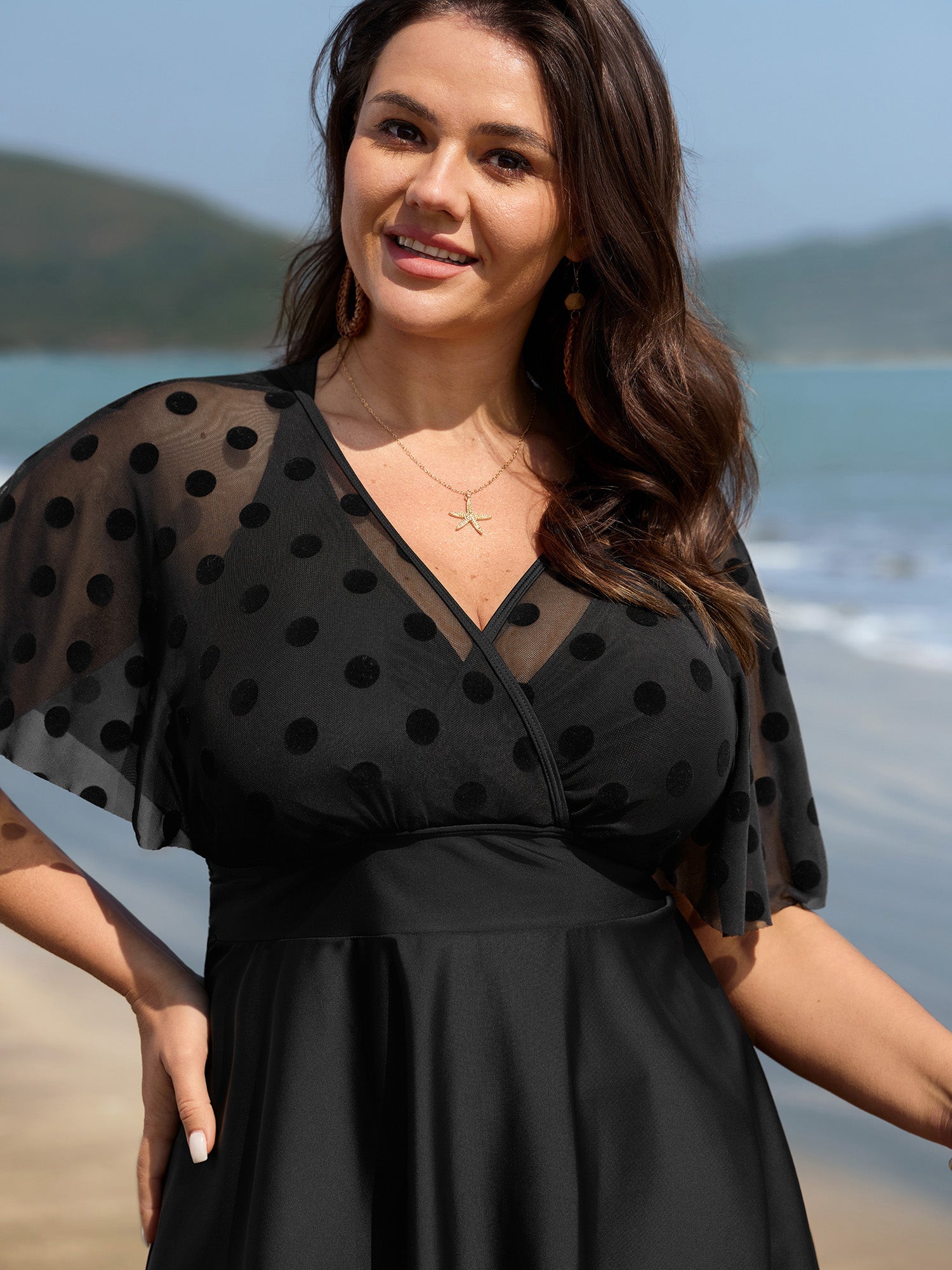 Polka Dots Sheer Swim Top