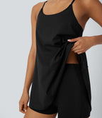 SoftlyZeroTM Airy 2-Piece Mini Cool Touch Yoga Active Slip Dress with Pockets-UPF50+