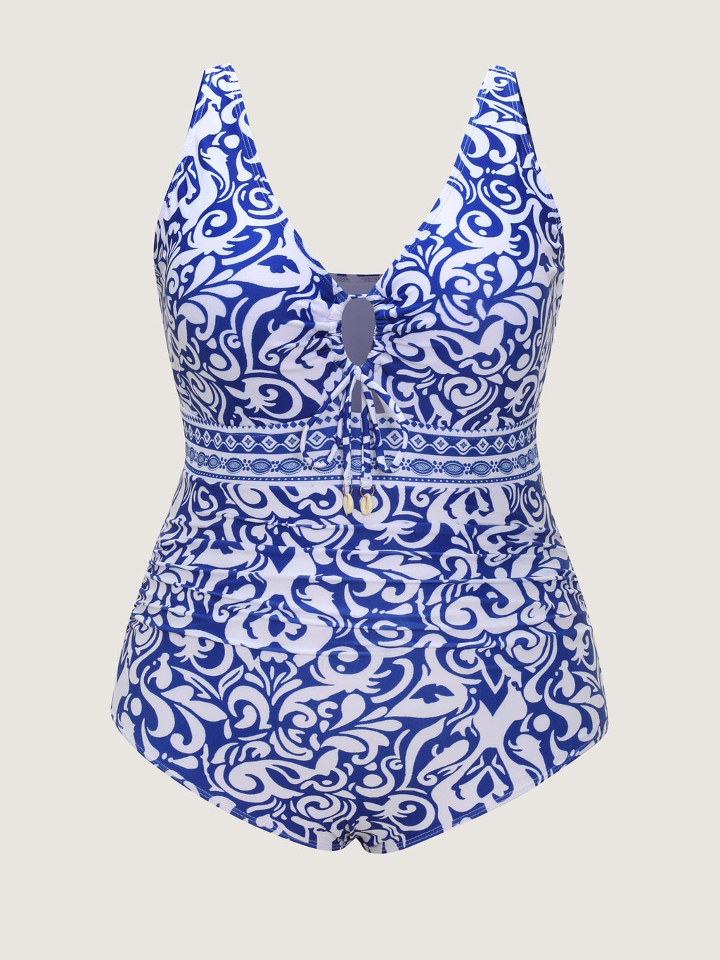 Sarong Set Geometric Print Mesh One-Piece Swim
