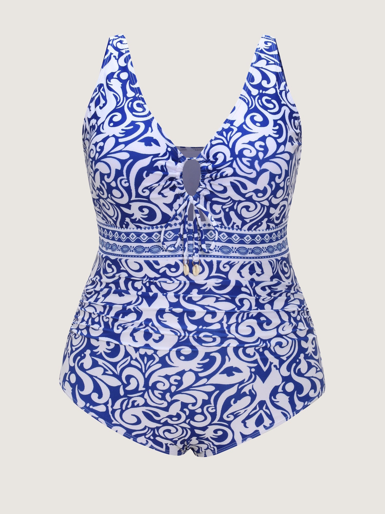 Sarong Set Geometric Print Mesh One-Piece Swim