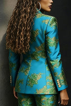 Women's Luxury Jacquard Blazer & Wide-Leg Pants Two-Piece