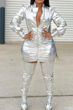 Women's Silver Party Mini Dress