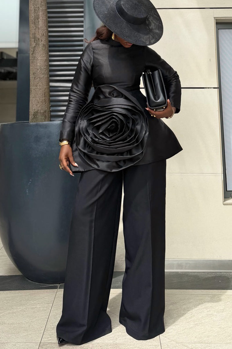 Women's Elegant 3D-Floral Trim Top or Pants